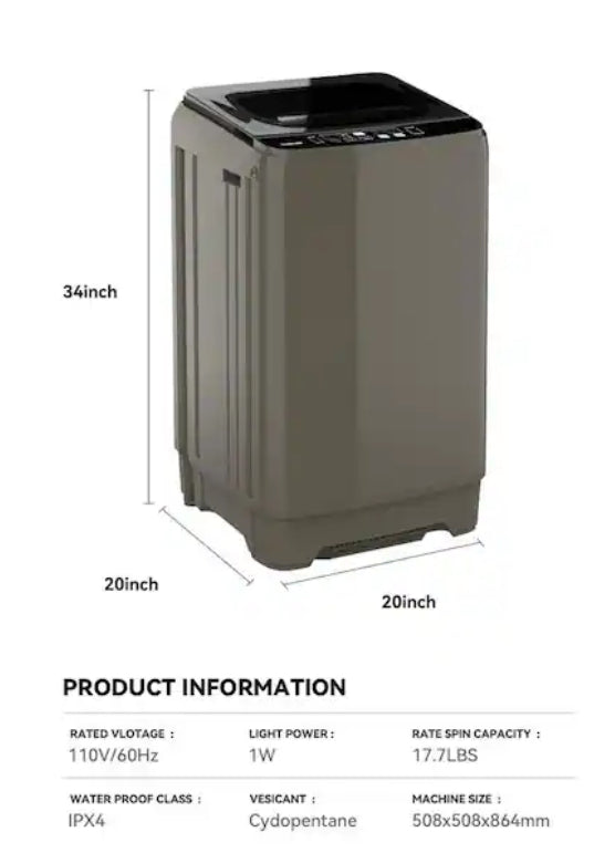 1.38 cu. ft. Full-Automatic Smart Home Top Load Washer Washing Machine with Drain Pump 17.7 lbs. 10 Wash Program in Gold