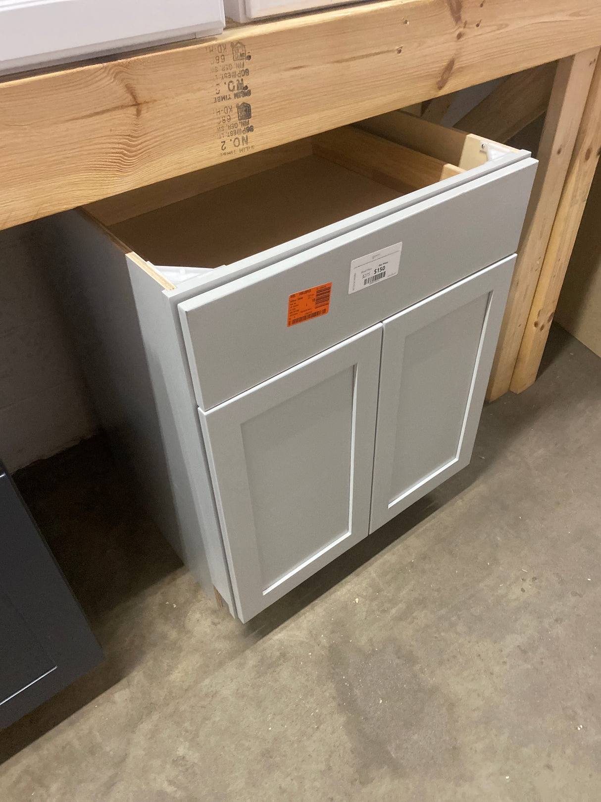 Emerson Whisper Gray Base 1 drawer with 2 door Ready to Assemble Kitchen Cabinet (27 in. W x 34.5 in. H x 24 in. D)