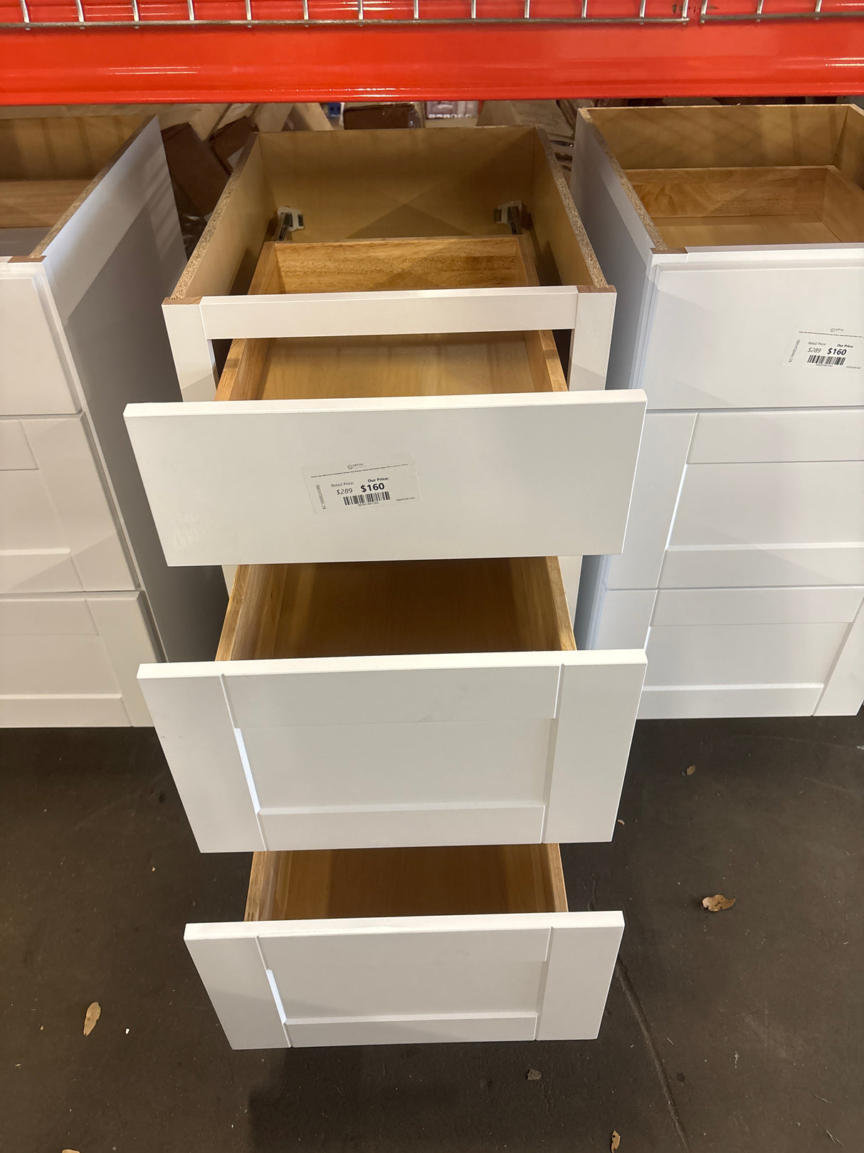 Shaker Satin White Stock Assembled Drawer Base Kitchen Cabinet with Drawer Glides (18 in. x 34.5 in. x 24 in.)