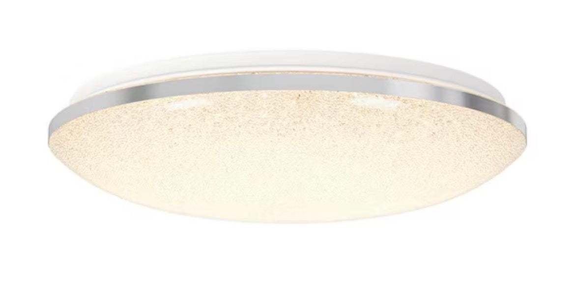 Sparkle 15 in. 1 Light Chrome 5CCT Integrated Selectable LED Flush Mount Ceiling Light with Remote Included