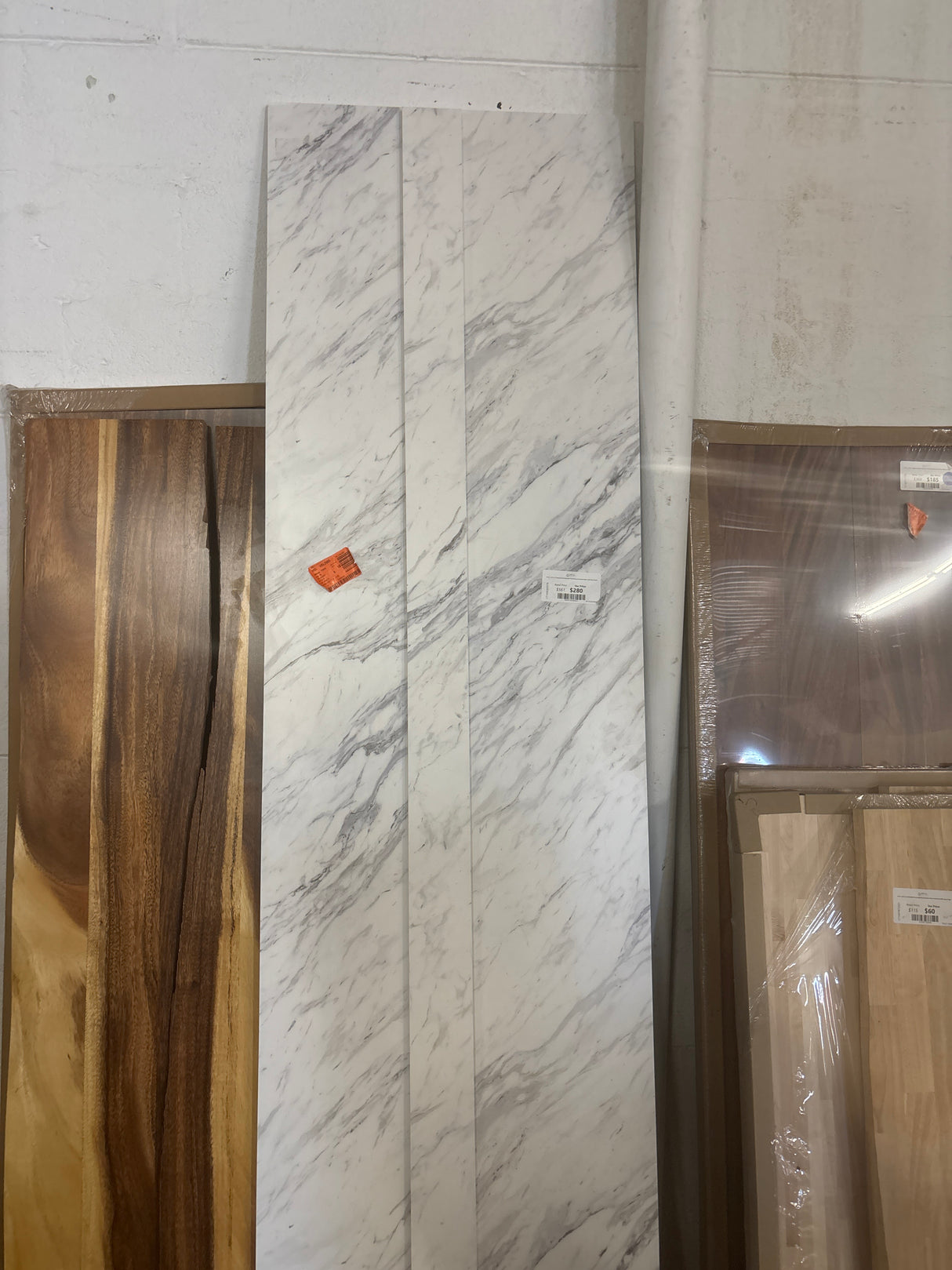 8 ft. L x 25 in. D Engineered Composite Countertop in Calcutta Blanc with Satin Finish
