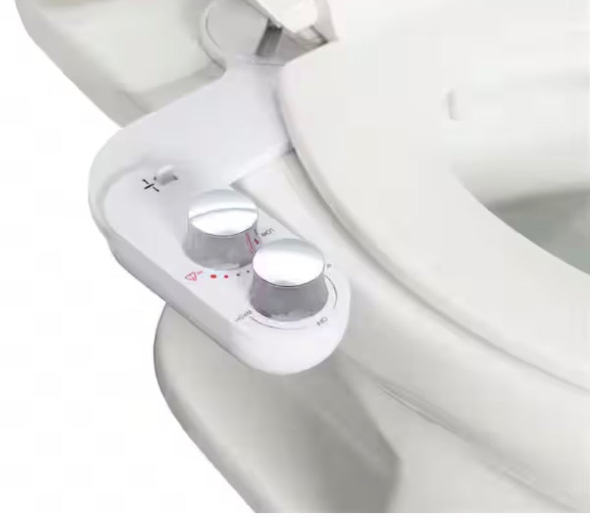 Ultra-Thin Single Nozzle Non-Electric Hot and Cold Bidet Sprayer Bidet Attachment System in White with Self-Cleaning