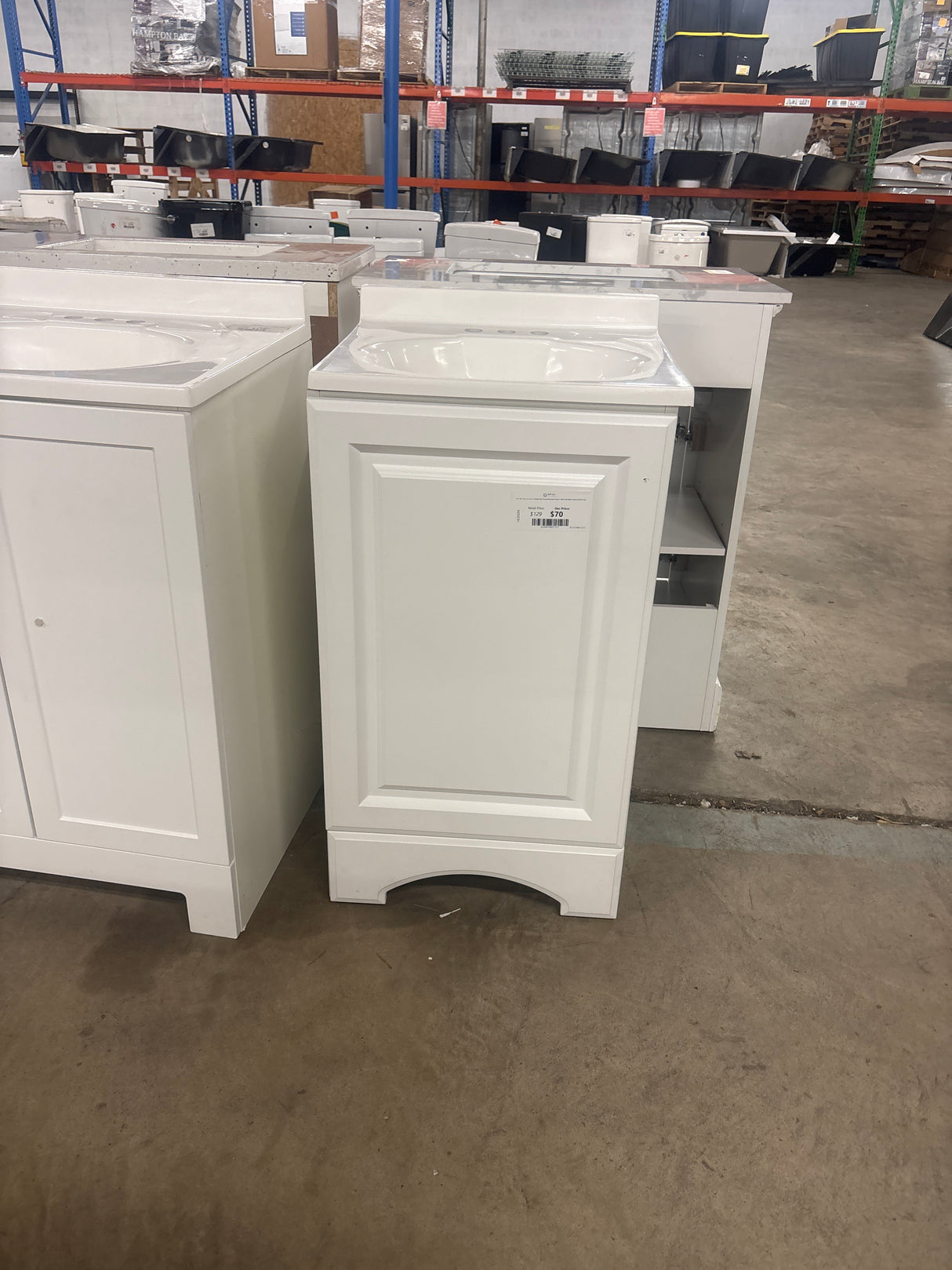 19 in. W x 18 in. D x 34 in. H Single Sink Freestanding Bath Vanity in White with White Cultured Marble Top