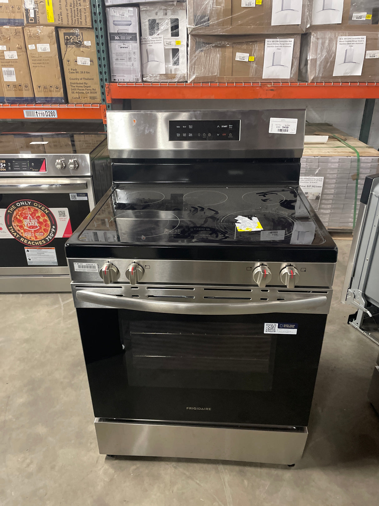 30 in. 5 Burner Element Freestanding Electric Range in Stainless Steel with EvenTemp and Steam Clean