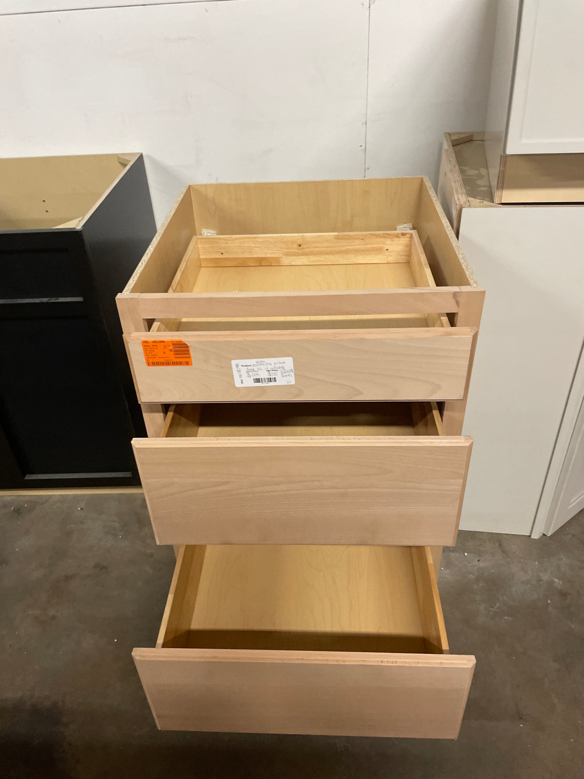 24 in. W x 24 in. D x 34.5 in. H Assembled Drawer Base Kitchen Cabinet in Unfinished with Recessed Panel