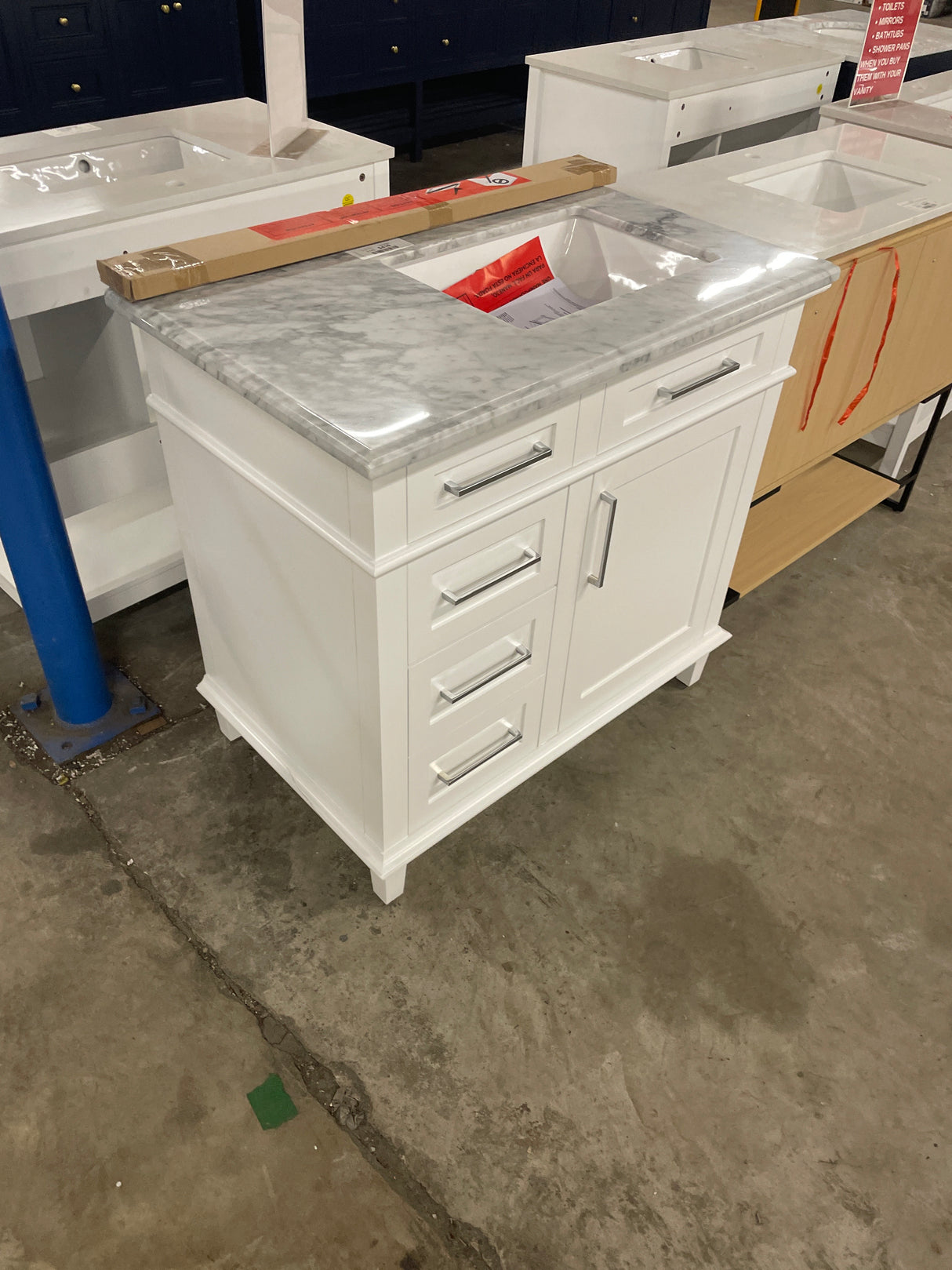 Sonoma 36 in. W x 22 in. D x 34 in. H Bath Vanity in White with White Carrara Marble Top