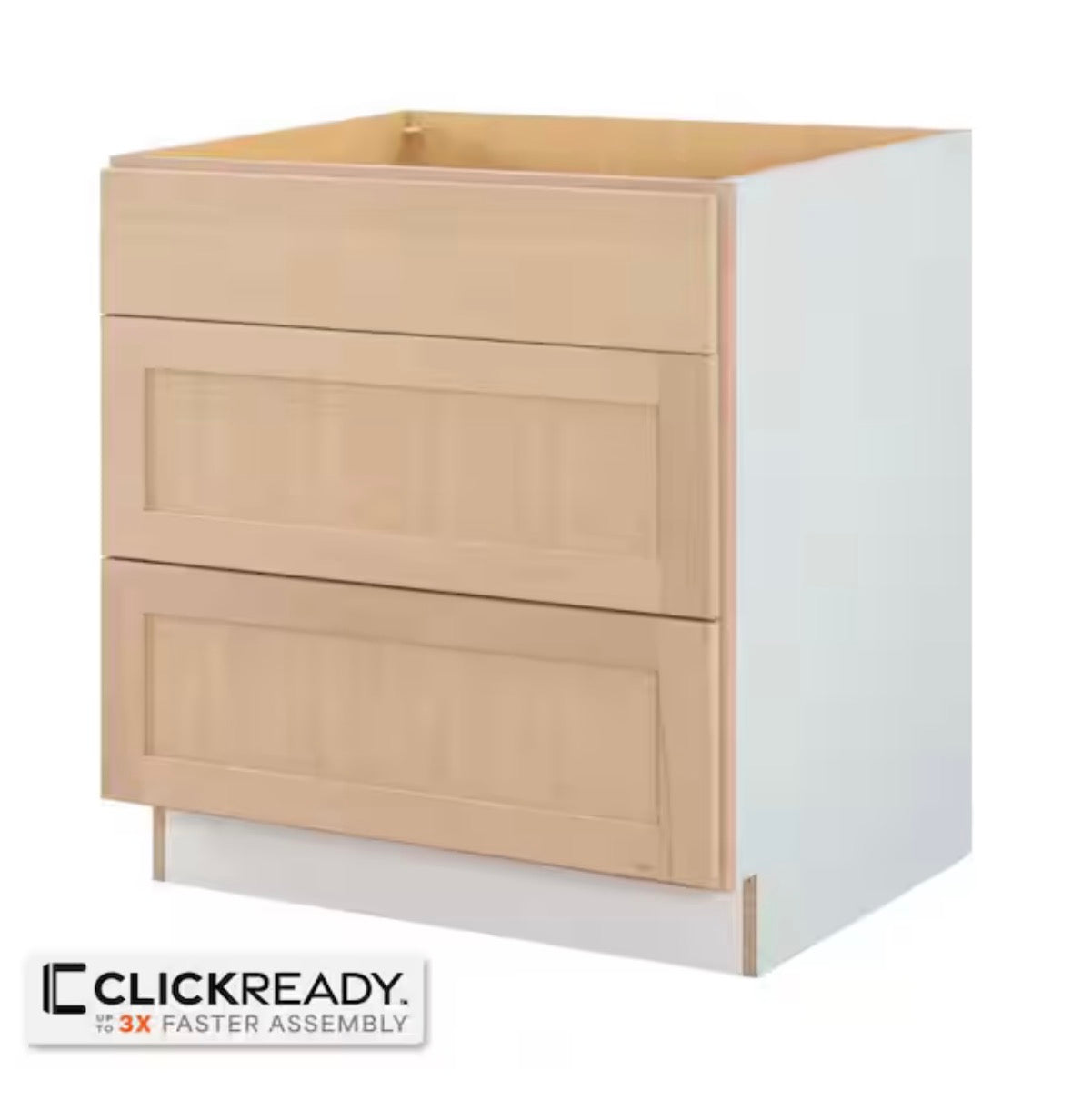 30 in. W x 24 in. D x 34.5 in. H Ready to Assemble Drawer Base Kitchen Cabinet in Unfinished with CLICKREADY Technology