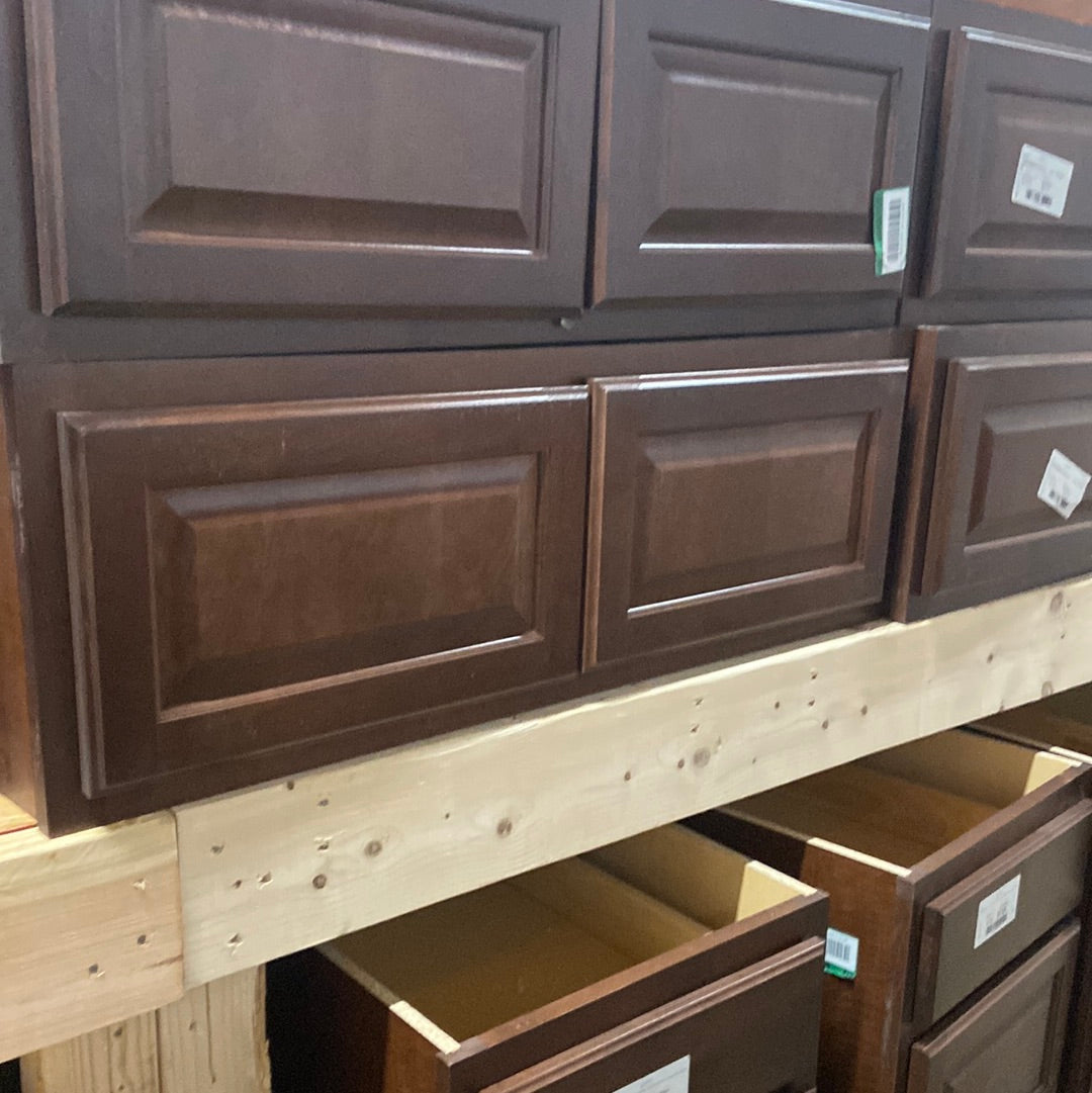 Hampton Assembled 36x12x24 in. Above Refrigerator Deep Wall Bridge Kitchen Cabinet in Cognac