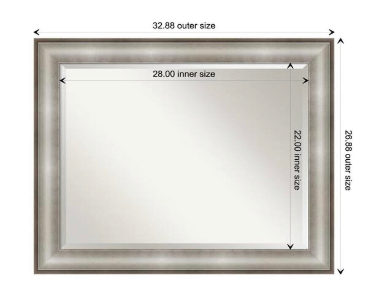 Imperial 33 in. x 27 in. Modern Rectangle Framed Silver Bathroom Vanity Mirror