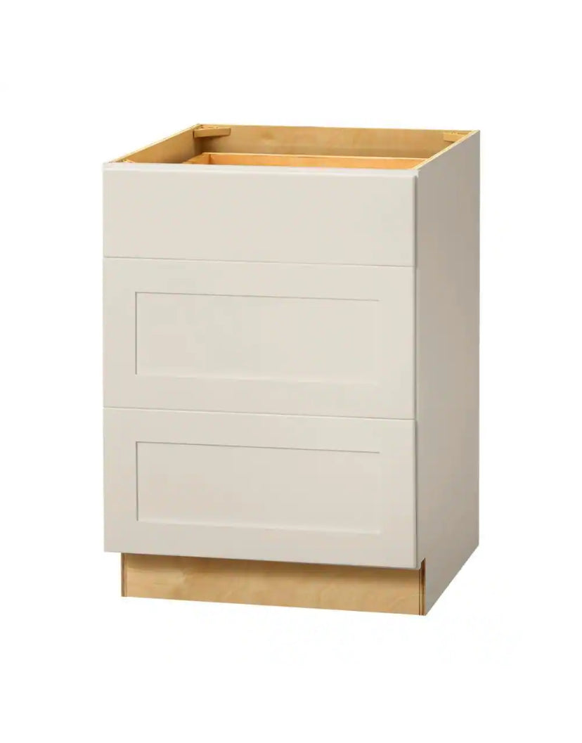 Avondale 24 in. W x 24 in. D x 34.5 in. H Ready to Assemble Plywood Shaker Drawer Base Kitchen Cabinet in Antique White