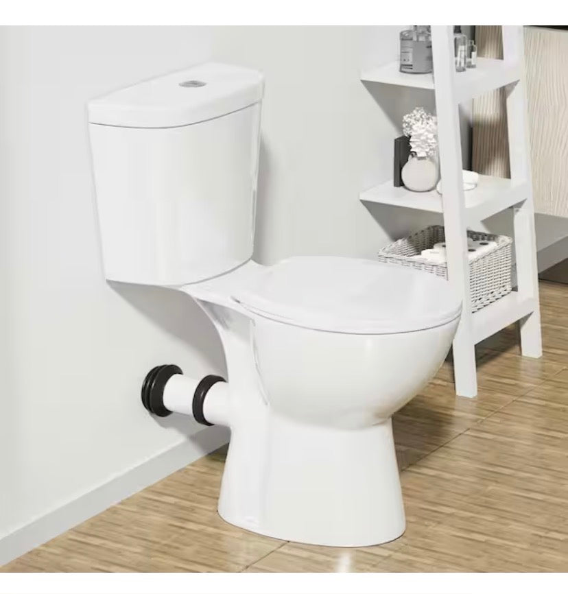 Two-Piece 19 in. Rear Drain Toilet Dual Flush 0.8/1.28 GPF Double Flush Round in White, with Soft Closing Seat