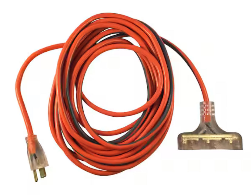 25 ft. 12/3 Heavy Duty Indoor/Outdoor Extension Cord with Tritap Lighted End, Orange/Grey