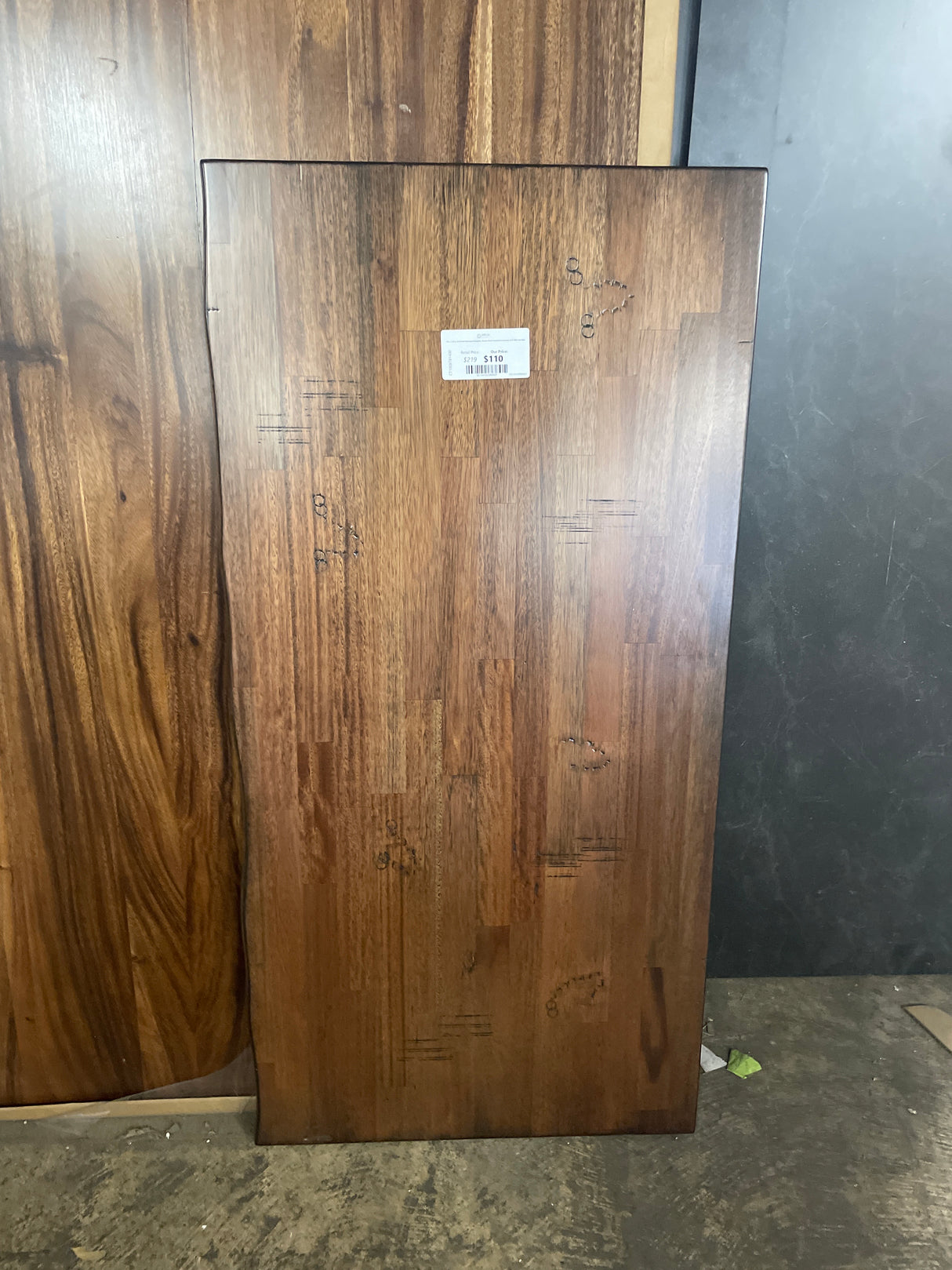 4 ft. L x 25 in. D Finished Distressed Eucalyptus Butcher Block Standard Countertop in UV With Live Edge
