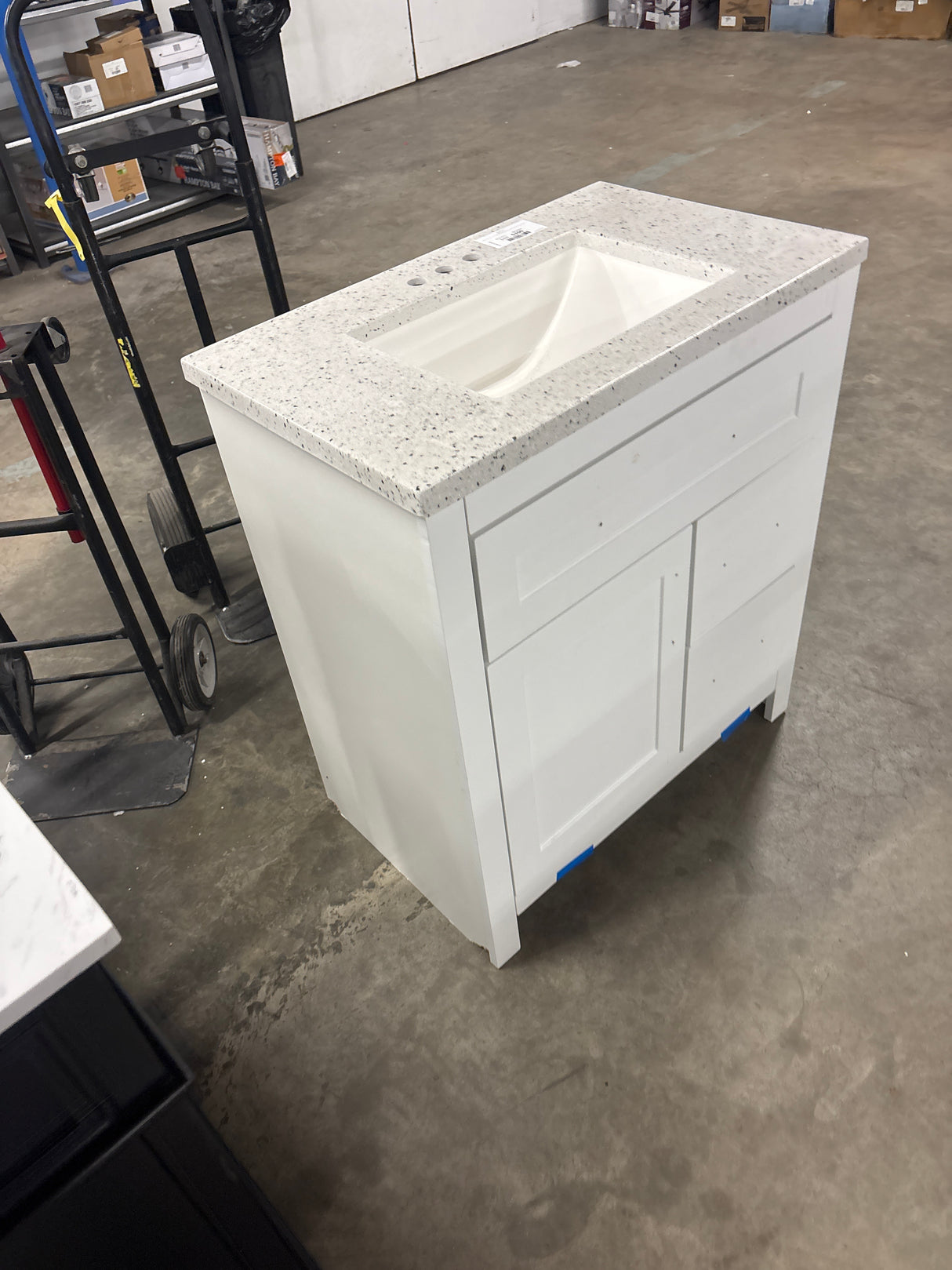 Clady 31 in. W x 19 in. D x 35 in. H Single Sink Freestanding Bath Vanity in White with Silver Ash Cultured Marble Top