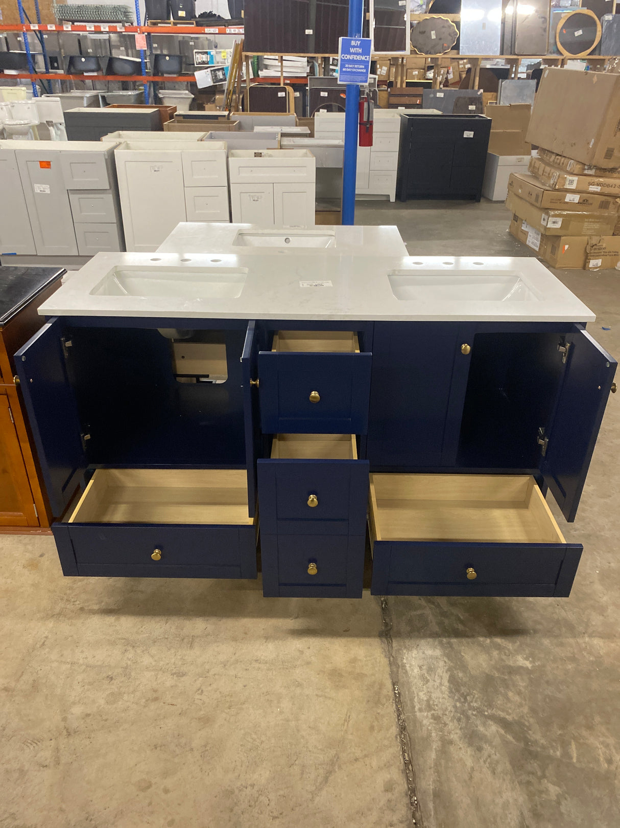 Liberty & Luxe Vanity 60"x22"x34" in Blue