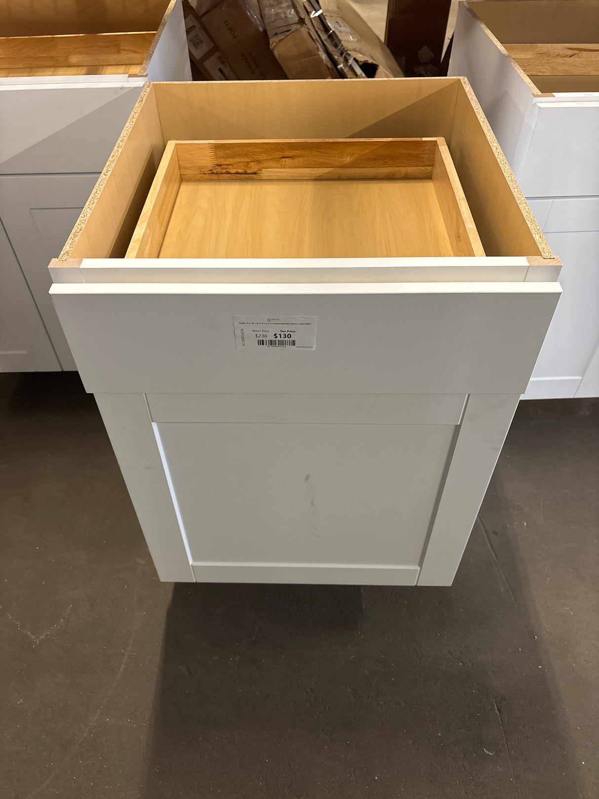 Shaker 24 in. W x 24 in. D x 34.5 in. H Assembled Base Cabinet in Satin White