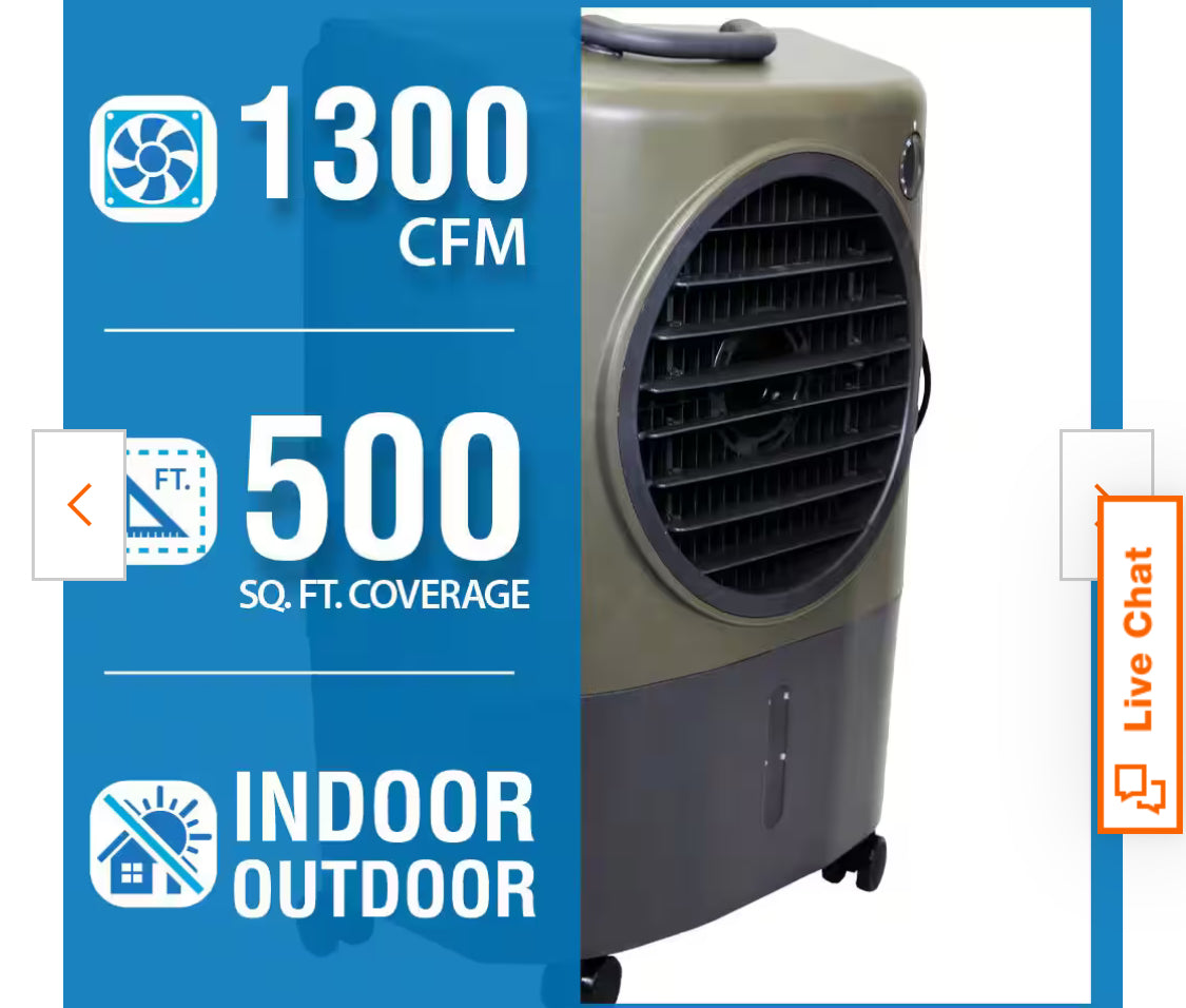 1,300 CFM 2-Speed Portable Evaporative Cooler (Swamp Cooler) for 500 sq. ft. in Green