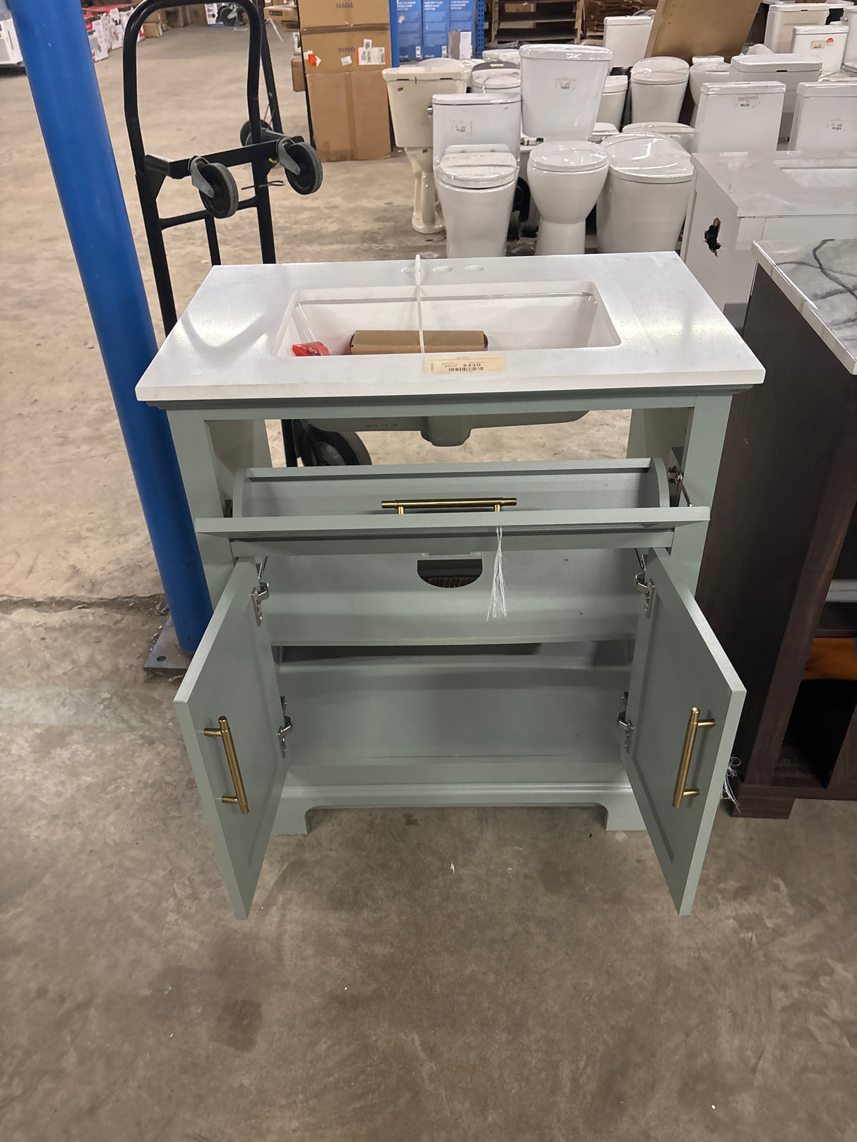 Doveton 30 in. Single Sink Sage Green Bath Vanity with White Engineered Stone Top (Assembled)