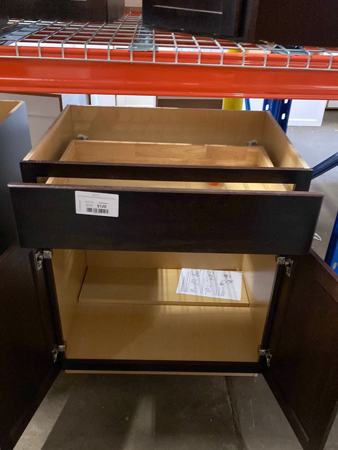 Shaker Java Stock Assembled Base Kitchen Cabinet with Ball-Bearing Drawer Glides (30 in. x 34.5 in. x 24 in.)