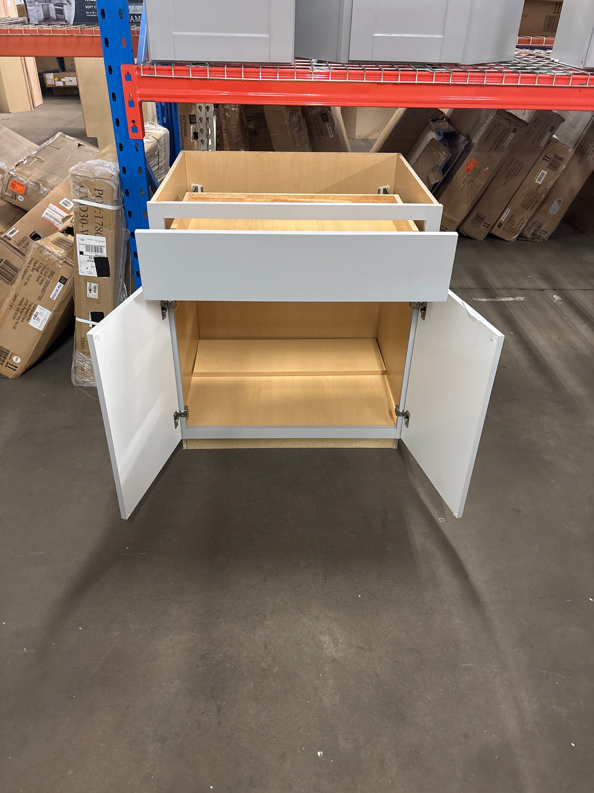 Shaker Dove Gray Stock Assembled Base Kitchen Cabinet with Ball-Bearing Drawer Glides (30 in. x 34.5 in. x 24 in.)