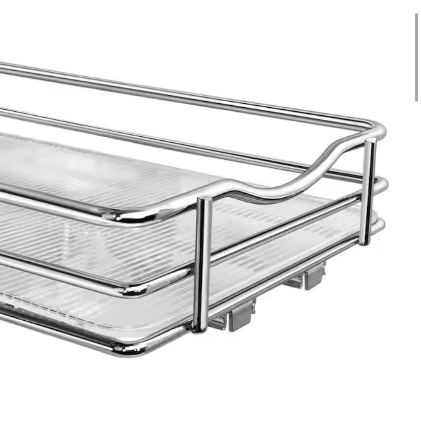 6-1/4 in. Wide Silver Chrome Slide Out Spice Rack Pull Out Cabinet Organizer