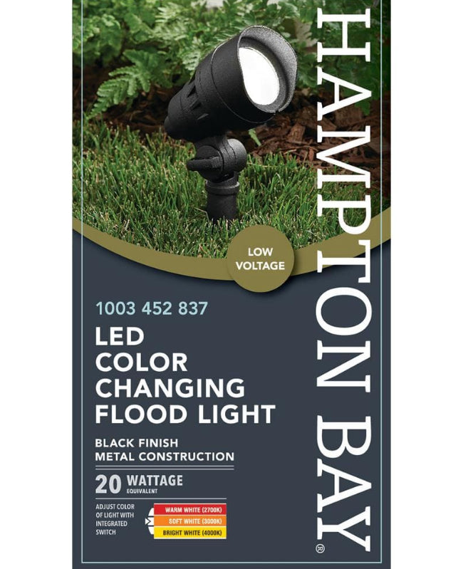 20-Watt Equivalent Millennium Black Adjustable Light Color Integrated LED Outdoor Landscape Flood Light