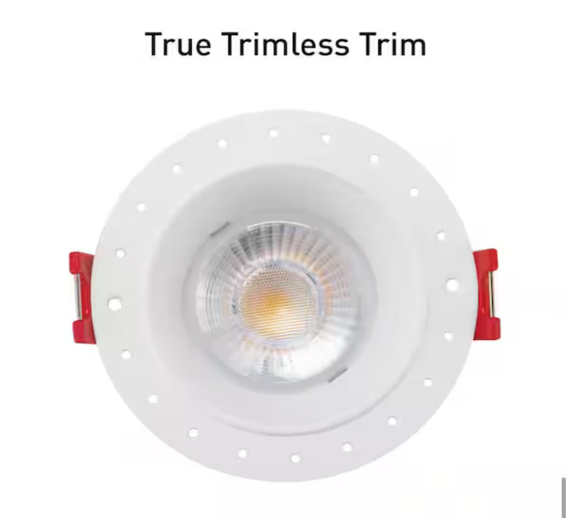 Trimless Integrated LED 4 in Round Canless Recessed Light for Kitchen Bathroom Livingroom, White Soft White