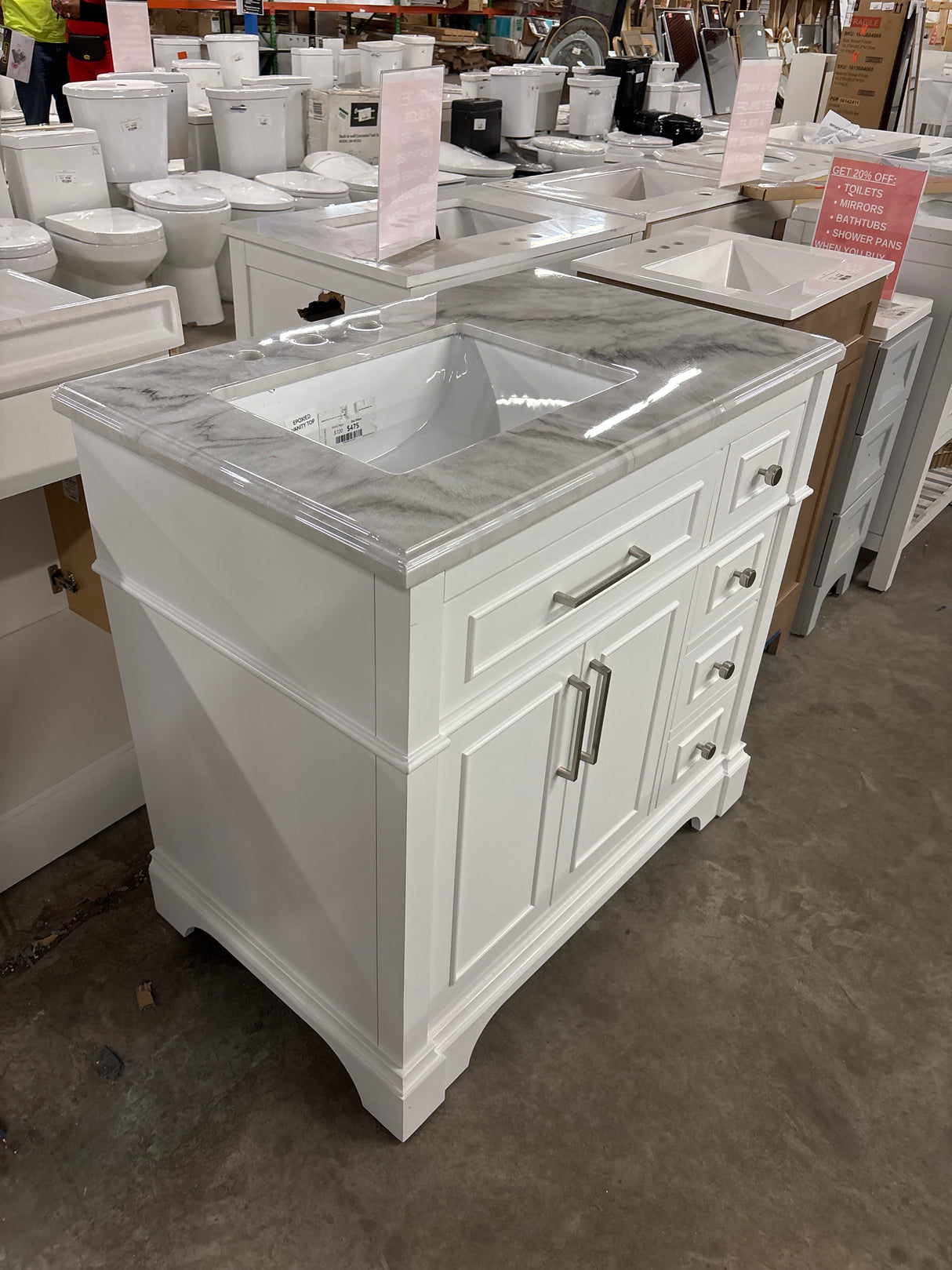 Melpark 36 in. W x 22 in. D x 34.5 in. H Bath Vanity in White with Epoxied Top
