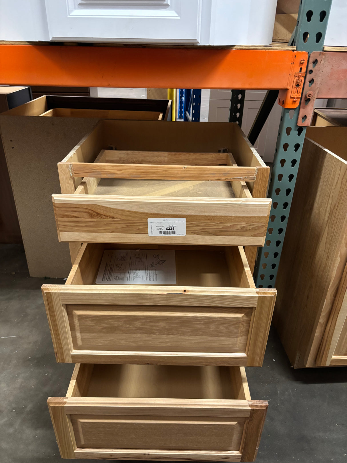 Hampton 24 in. W x 24 in. D x 34.5 in. H Assembled 3 Drawer Base Cabinet in Natural Hickory
