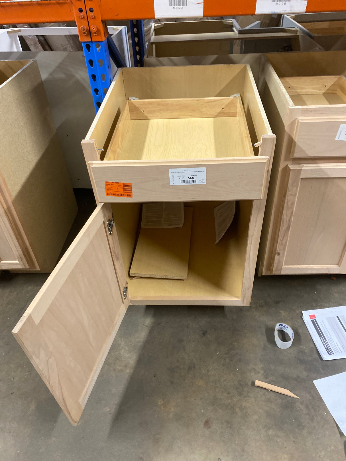 21 in. W x 24 in. D x 34.5 in. H Assembled Base Kitchen Cabinet in Unfinished with Recessed Panel