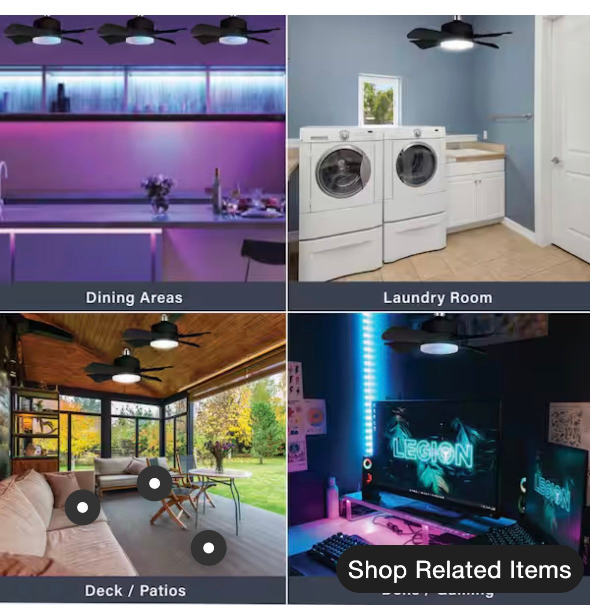 15.7 in. Indoor Matte Black Ceiling Fan with Remote, RGB CCT LED Light, Socket