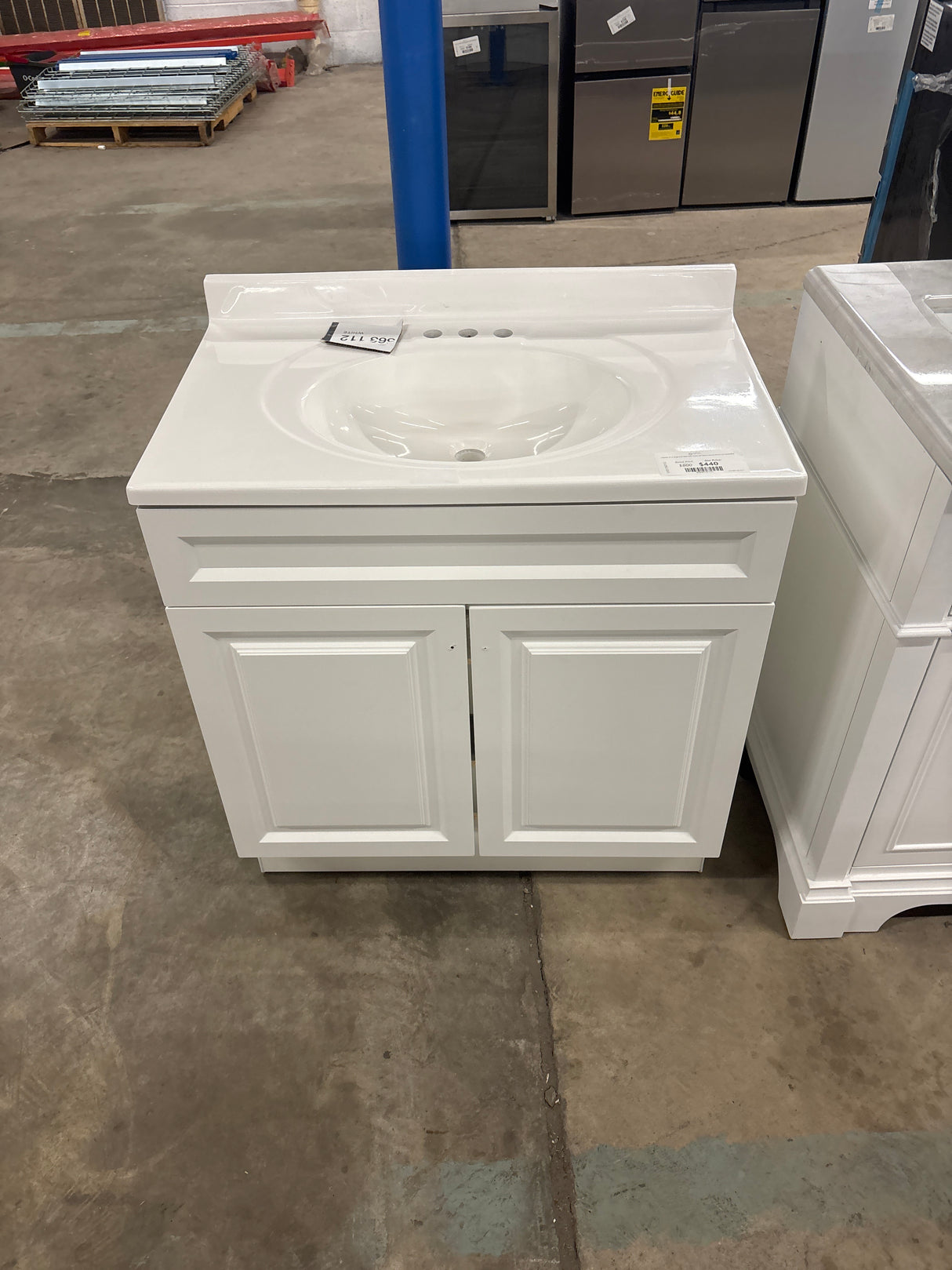 Lancaster 37 in. Single Sink White Bath Vanity with White Cultured Marble Top (Assembled)