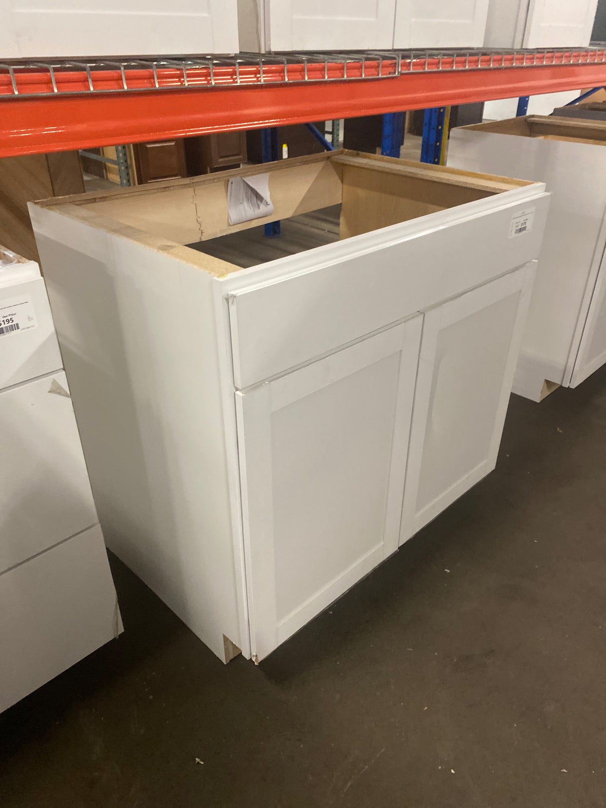 Westfield Feather White Assembled Sink Base Kitchen Cabinet (36 in. W x 23.75 in. D x 35 in. H)