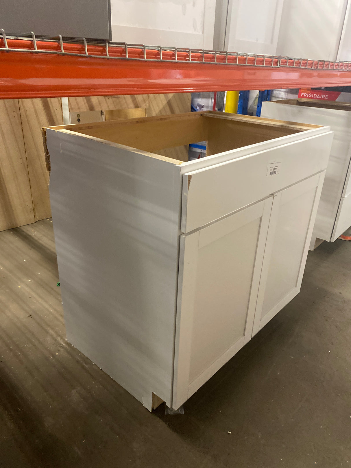 Westfield Feather White Assembled Sink Base Kitchen Cabinet (36 in. W x 23.75 in. D x 35 in. H)