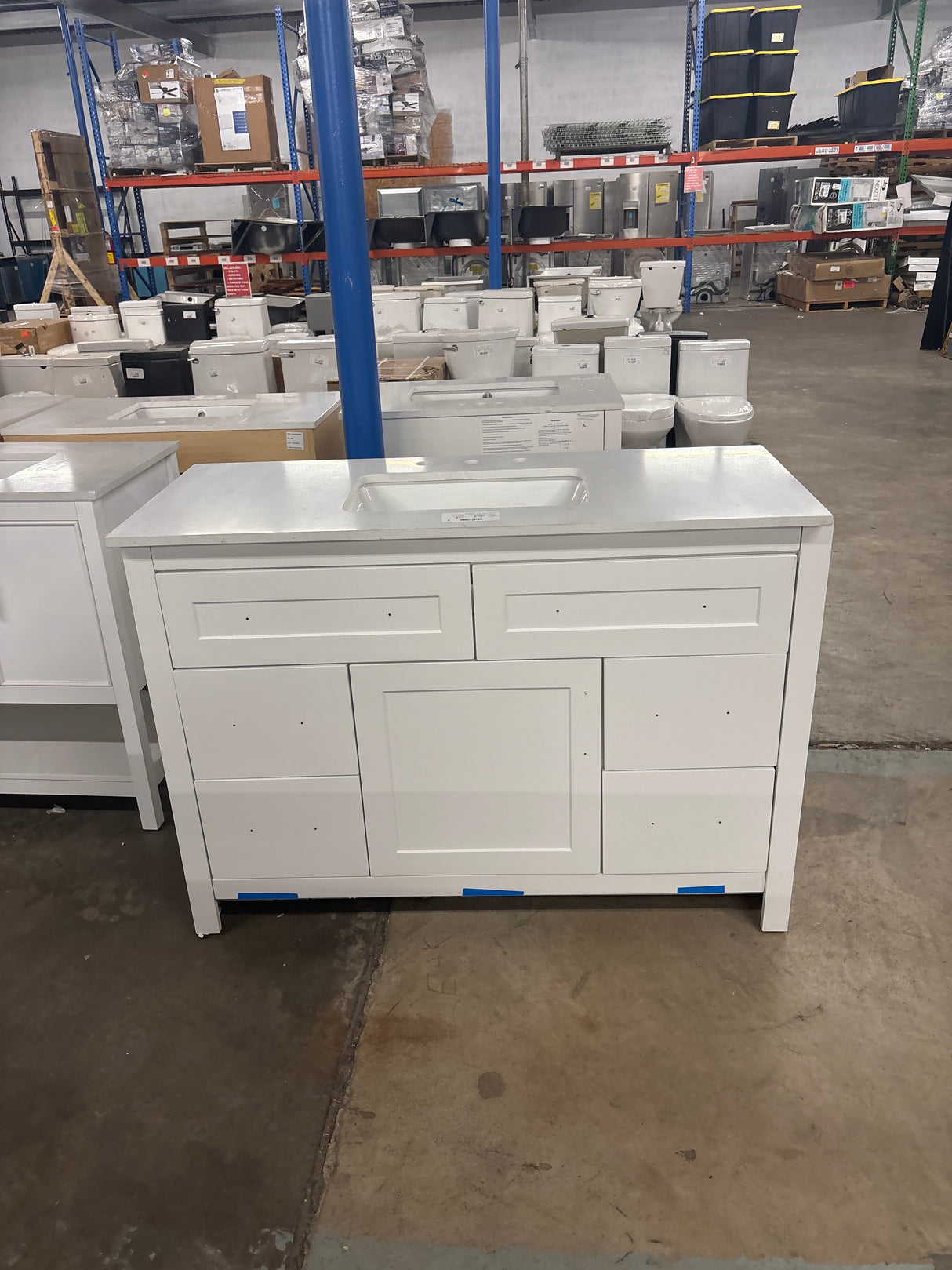 Clady 49 in. W x 20 in. D x 35 in. H Single Sink Freestanding Bath Vanity in White with Engineered Stone Composite Top