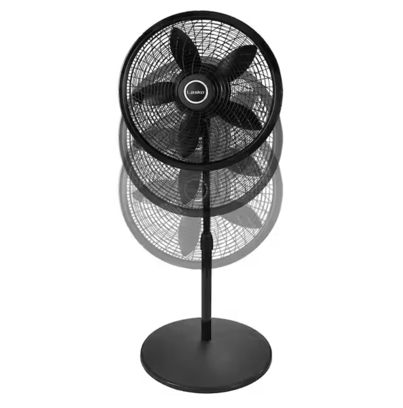 18 in. 3 Speed Oscillating Pedestal Fan with Adjustable Height, Easy Assembly, and Quiet Cooling for Any Room in Black