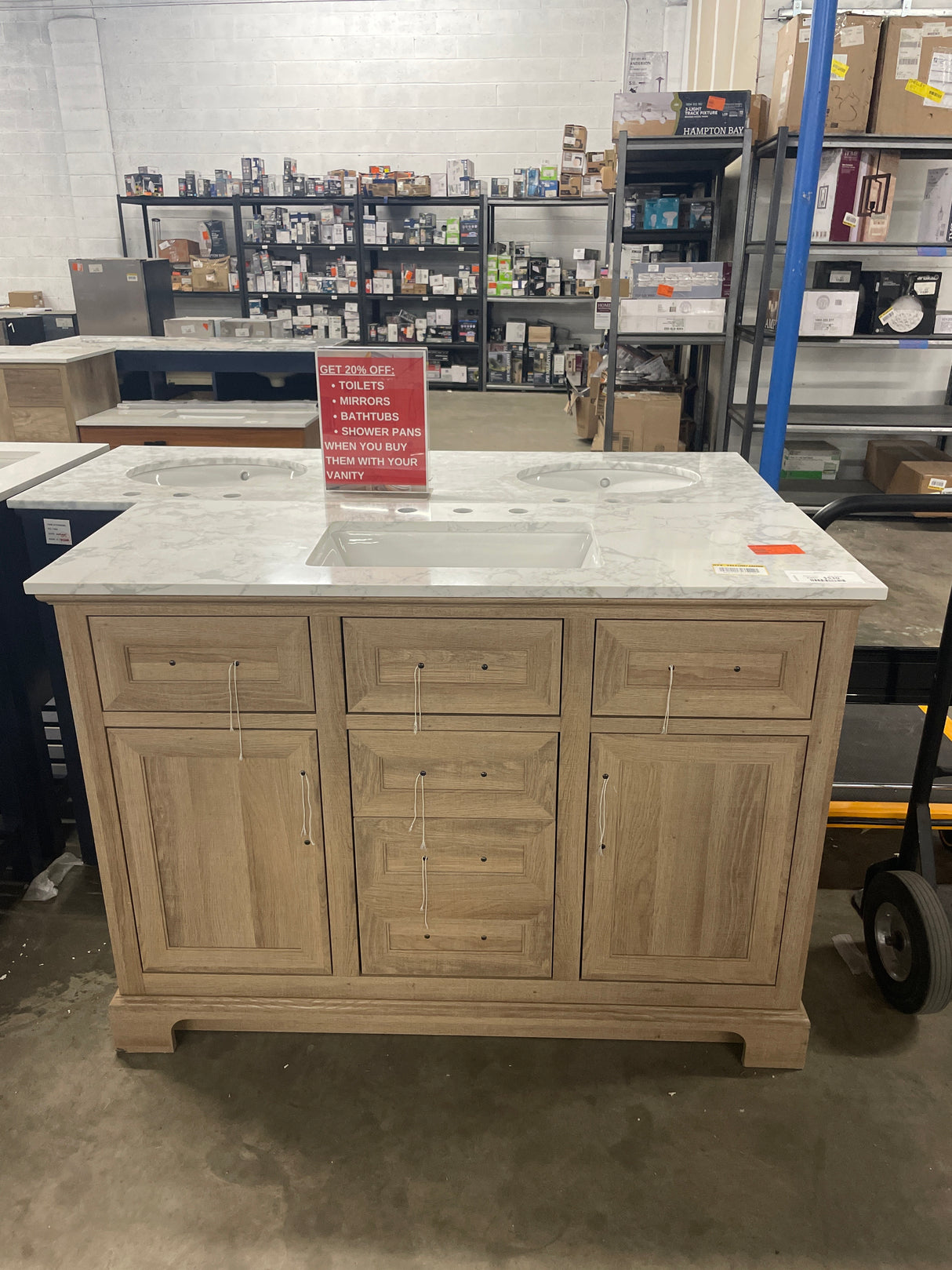 Doveton 48 in. W x 19 in. D x 34 in. H Single Sink Bath Vanity in White with White Engineered Marble Top