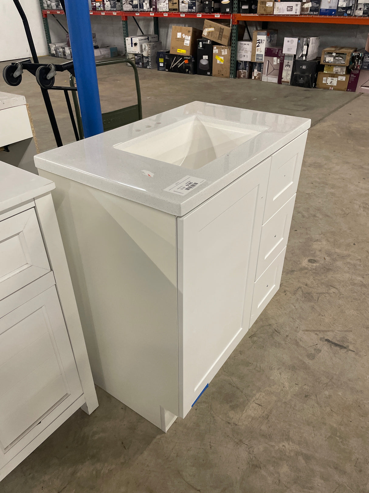 Bannister 31 in. W x 19 in. D x 35 in. H Single Sink Freestanding Bath Vanity in White with White Cultured Marble Top