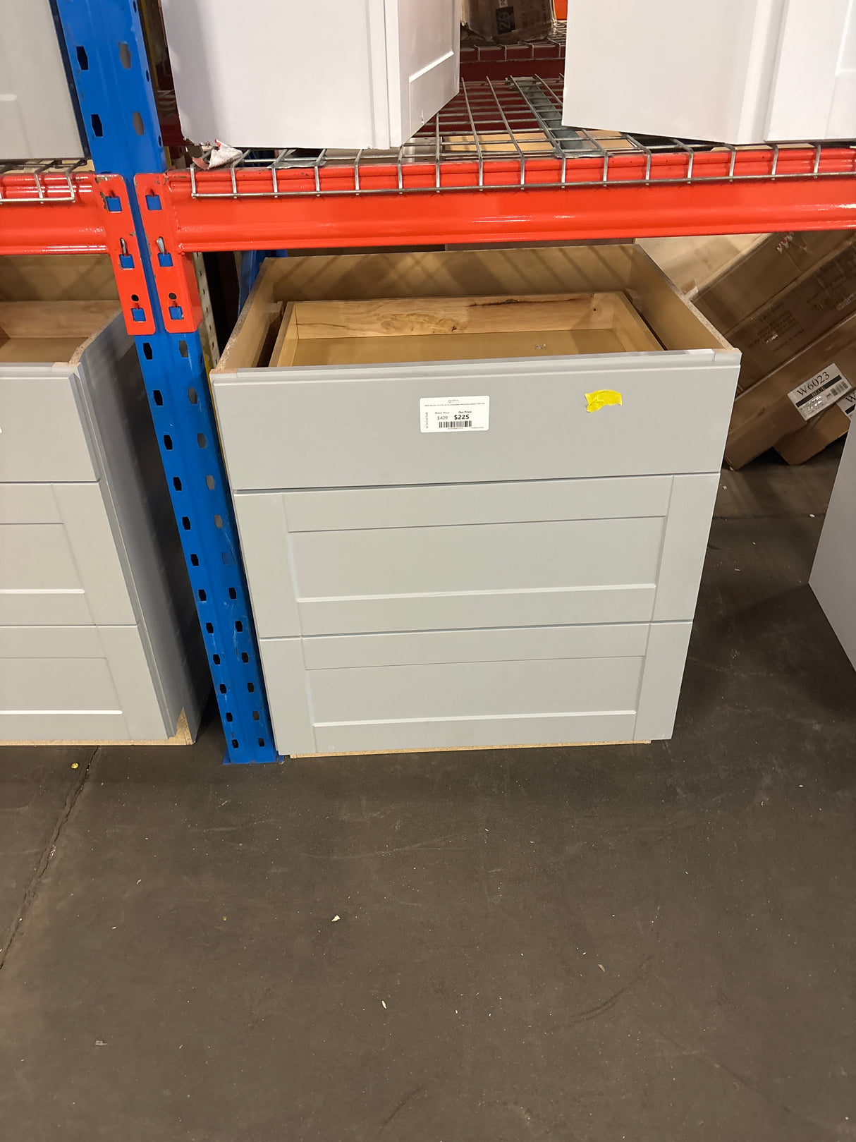 Shaker 30 in. W x 24 in. D x 34.5 in. H Assembled 3 Drawer Base Cabinet in Dove Gray