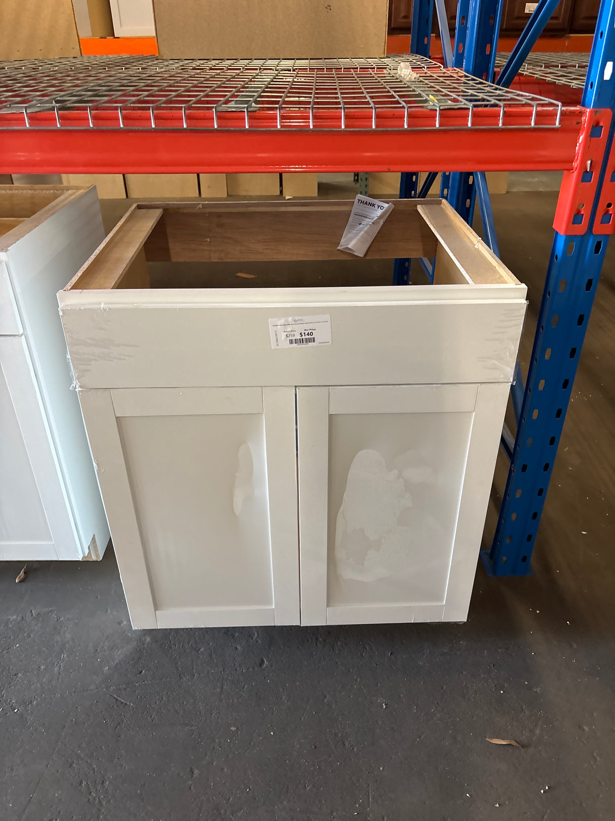 Westfield Feather White Shaker Stock Sink Base Kitchen Cabinet (30 in. W x 23.75 in. D x 35 in. H)