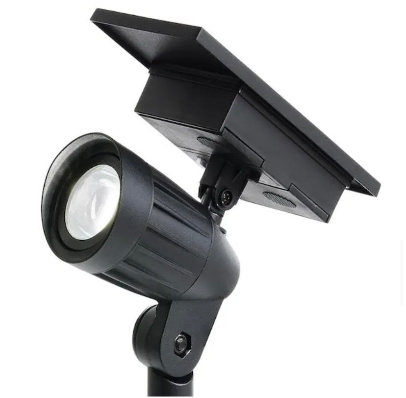 80 Lumens Color Changing Black Integrated LED Outdoor Solar Spotlight with Adjustable Beam; Weather/Rust Resistant