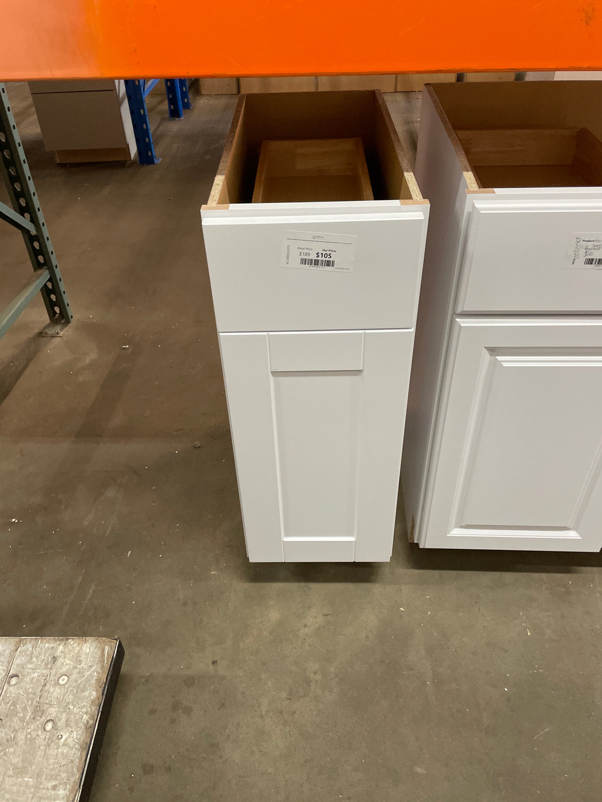 Shaker Satin White Stock Assembled Base Kitchen Cabinet with Ball-Bearing Drawer Glides (12 in. x 34.5 in. x 24 in.)