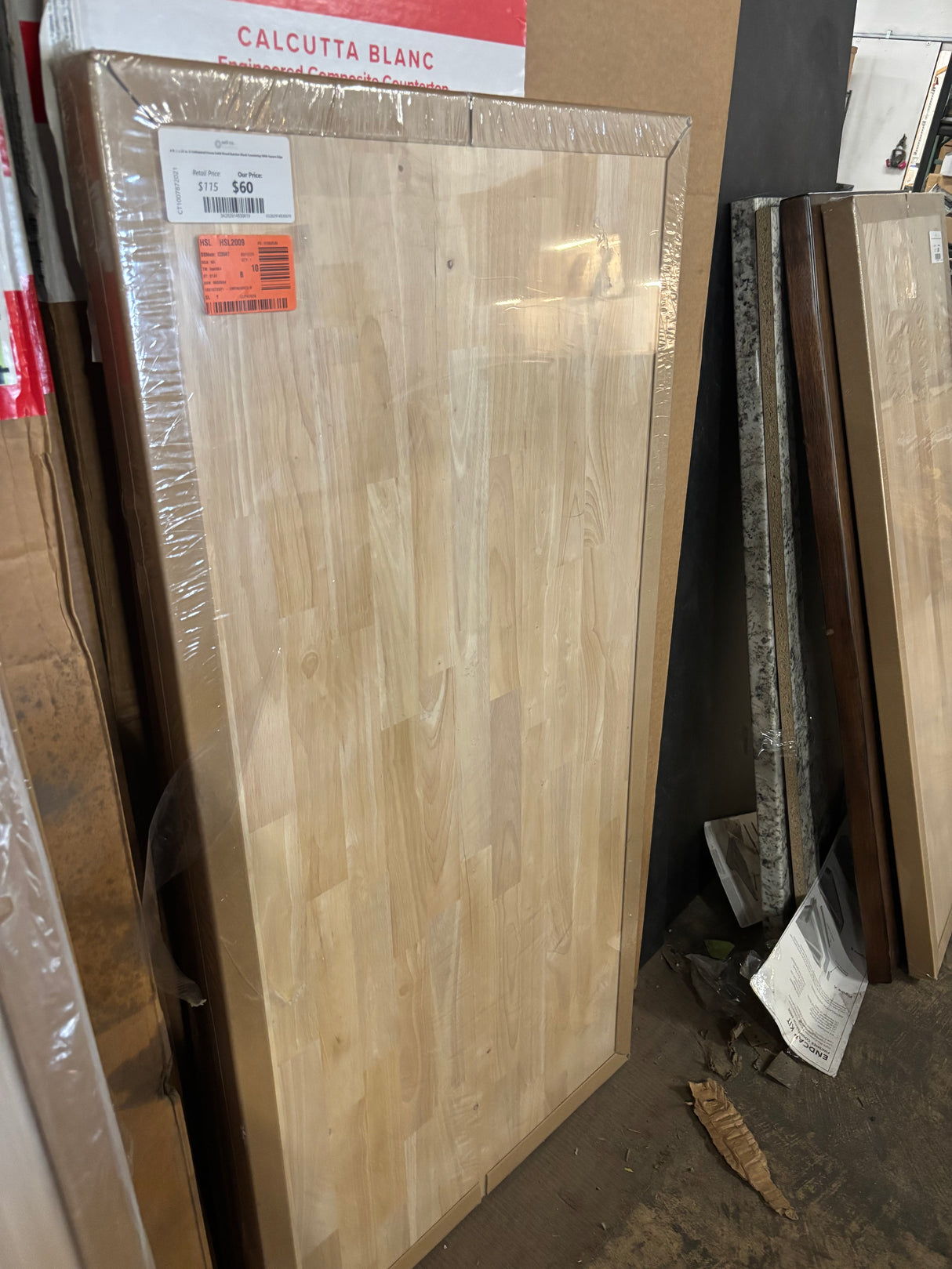 4 ft. L x 25 in. D Unfinished Hevea Solid Wood Butcher Block Countertop With Square Edge