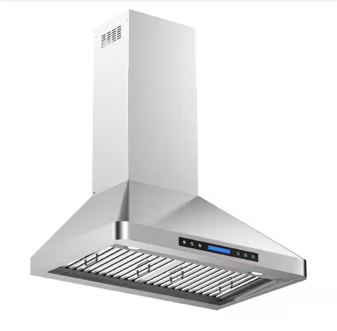 30 in. 900 CFM Convertible Wall Mount Downdraft in Stainless Steel Rounded Corners with Touch Control LCD and Remote