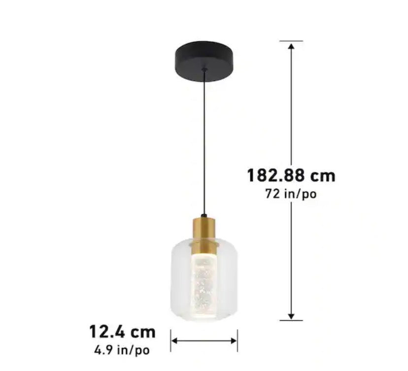 Essence Globe 6.5-Watt 1 Light Black and Gold Modern Integrated Mini Pendant Light Fixture for Kitchen Island
