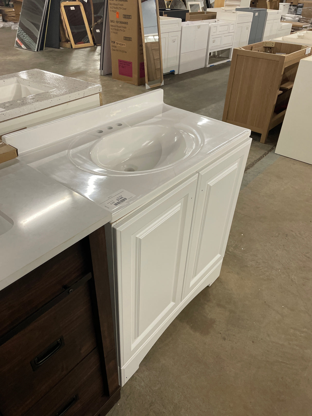 31 in. W x 19 in. D x 35 in. H Single Sink Freestanding Bath Vanity in White with White Cultured Marble Top