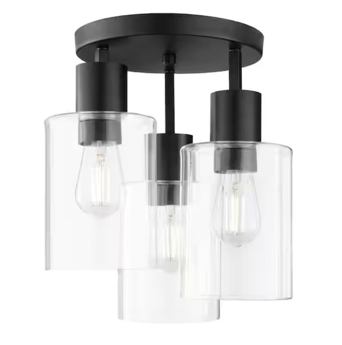 Sutton Place 14 in. 3-Light Matte Black Flush Mount, Farmhouse Ceiling Light