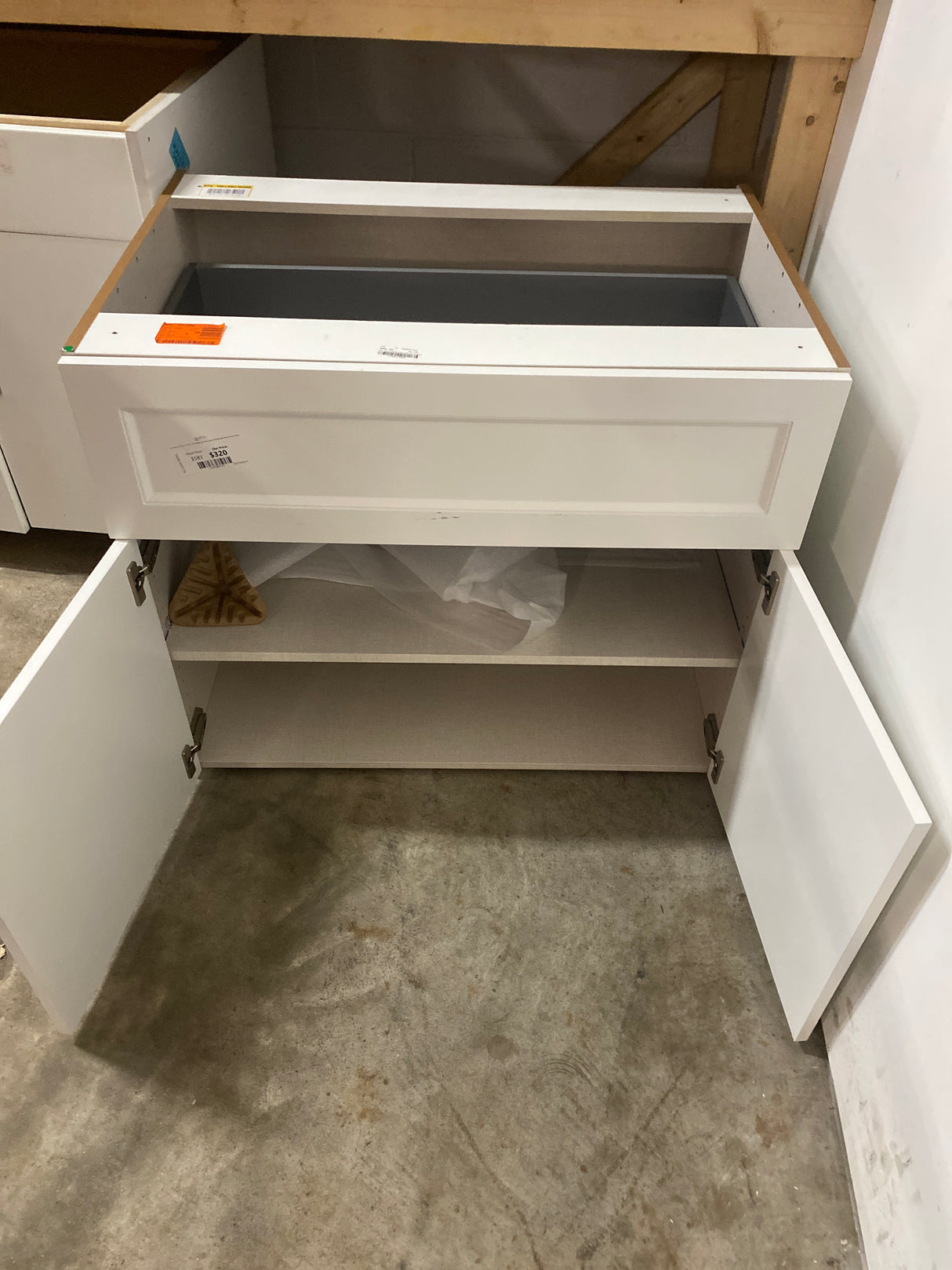 Laramie 36 in. W x 24 in. D x 34.5 in. H Assembled Base Kitchen Cabinet in Painted Bright White with 10 in. Drawer