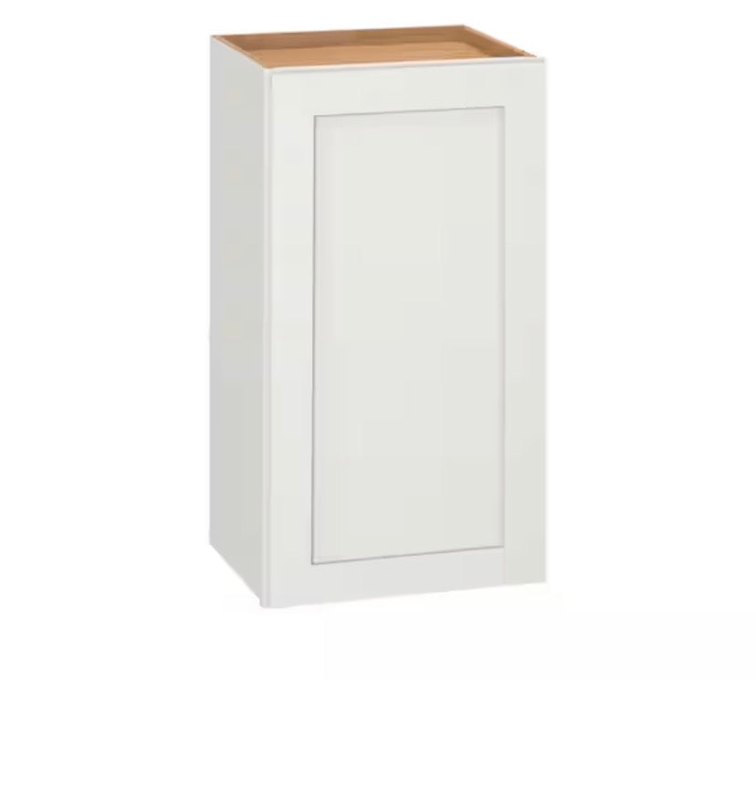 Westfield Feather White Shaker Stock Assembled Wall Kitchen Cabinet (15 in. W x 12 in. D x 30 in. H)
