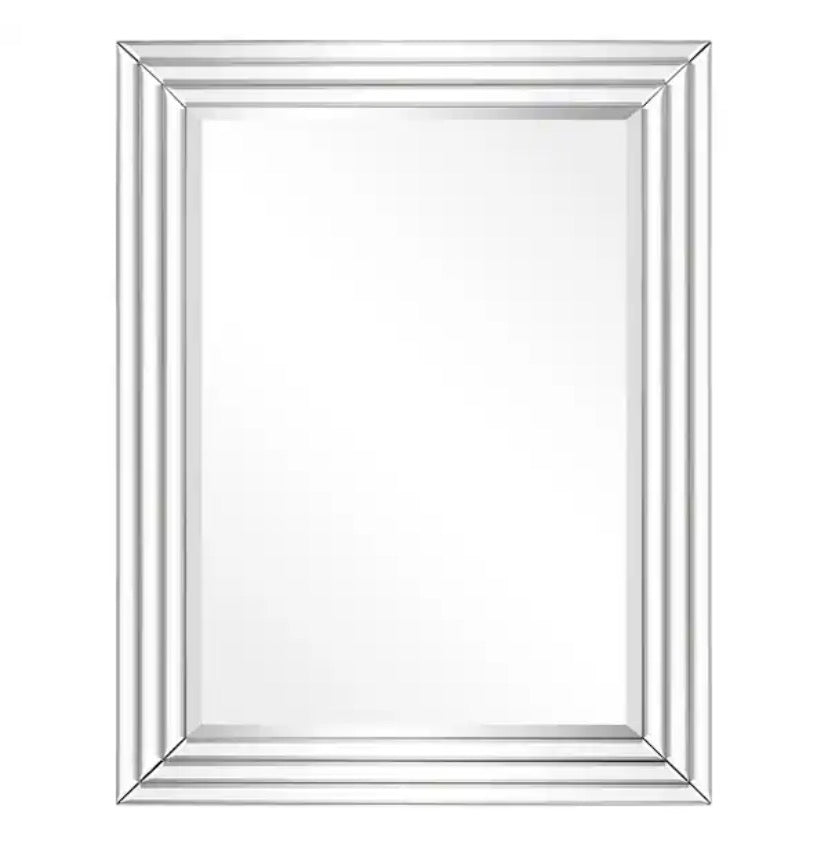Medium Rectangle Clear Beveled Glass Modern Mirror (30 in. H x 40 in. W)